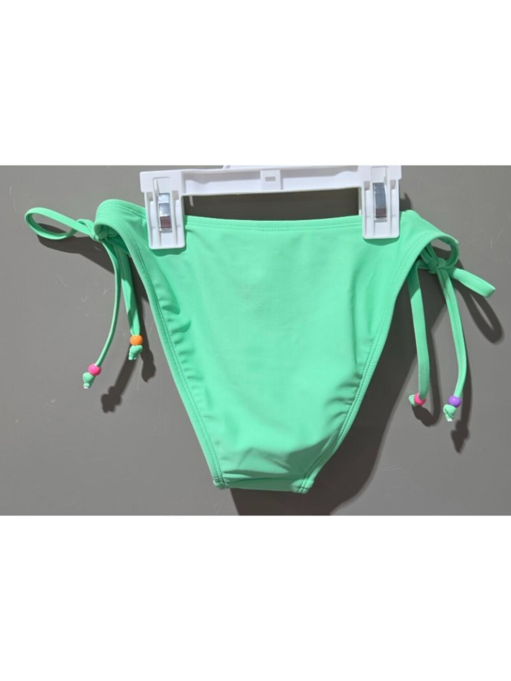Wild Fable Bright Green Side Tie w/ Bead Accent High Leg Bikini Swim Bottom - XS - Picture 4 of 9